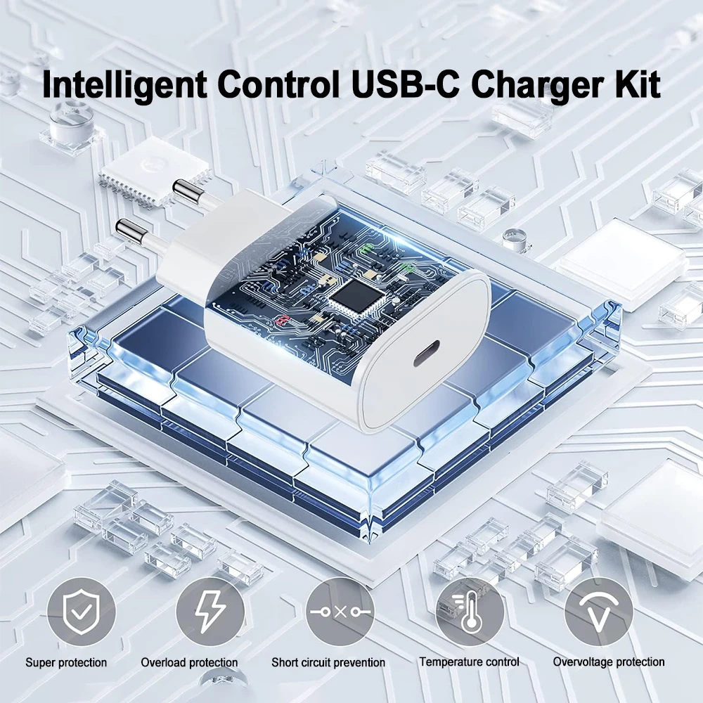 20W USB-C Fast Charging Power Adapter with Quick Charge Capability