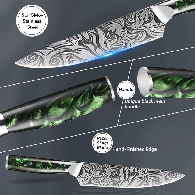 Crimson Collection - Premium Japanese Kitchen Knife Set with Damascus  Pattern