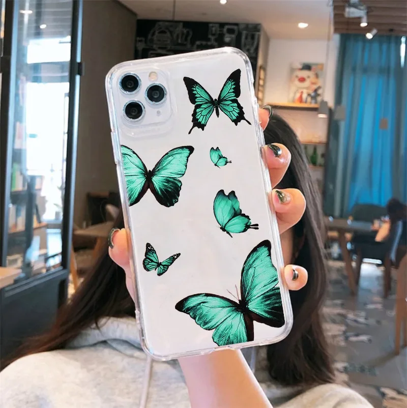 Vibrant Butterfly Transparent Soft Silicone Phone Cover