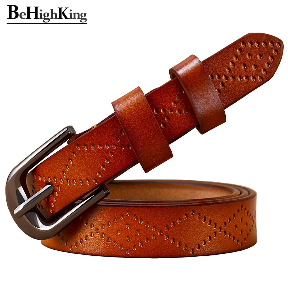ladies belts for dresses Fashion Metal hollow genuine leather belts for women Quality Pin buckle belt woman Cow skin waist strap for jeans Width 2.8 cm wrap belt