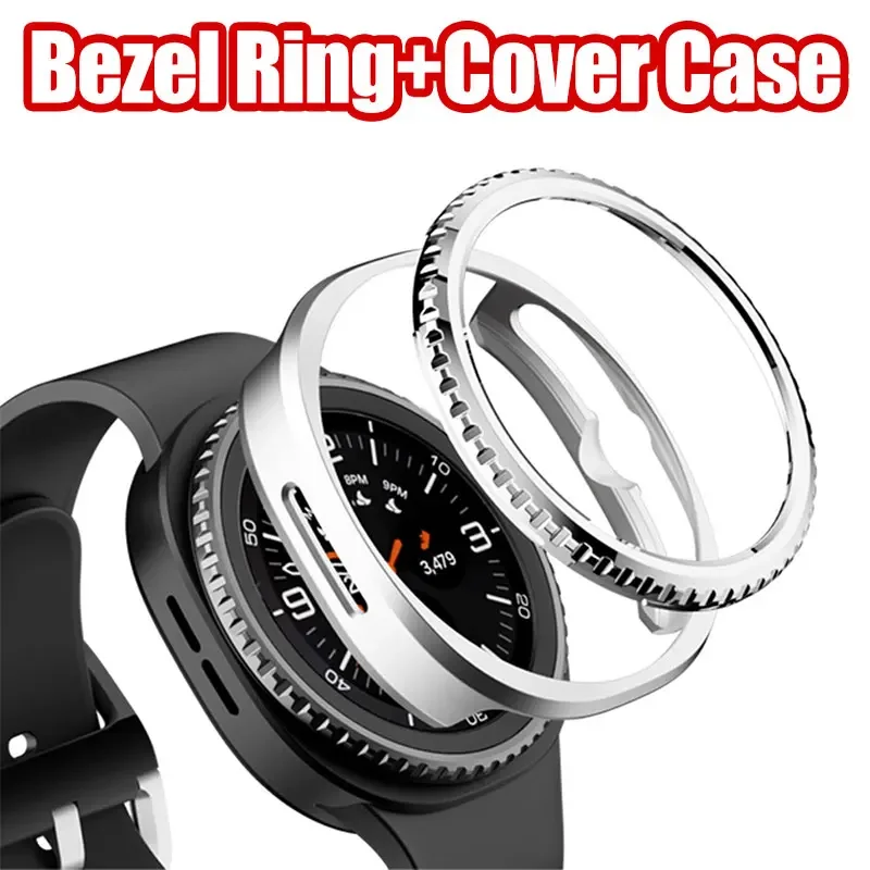 Bezel Ring and Protective Cover Case for Smartwatch - Hard PC Bumper Shield