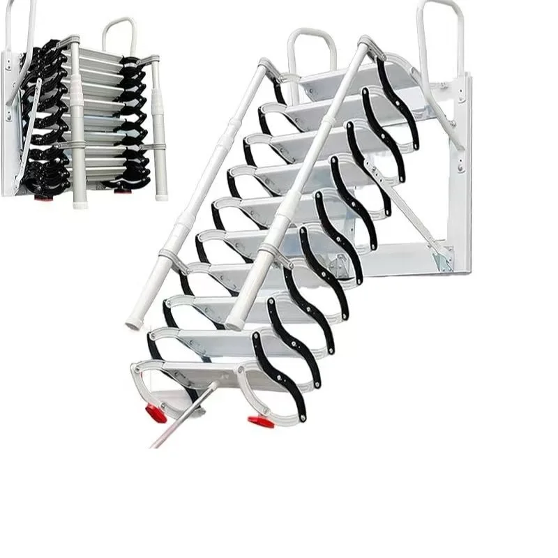 Metal Wall Mounted Folding Stairs Telescopic Attic Ladder
