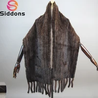 2025 Hot Sale Long Style Winter Warm Real Natural Mink Fur Scarf Real Mink Fur Shawl Fashion Women Knitted Real Mink Fur Scarves