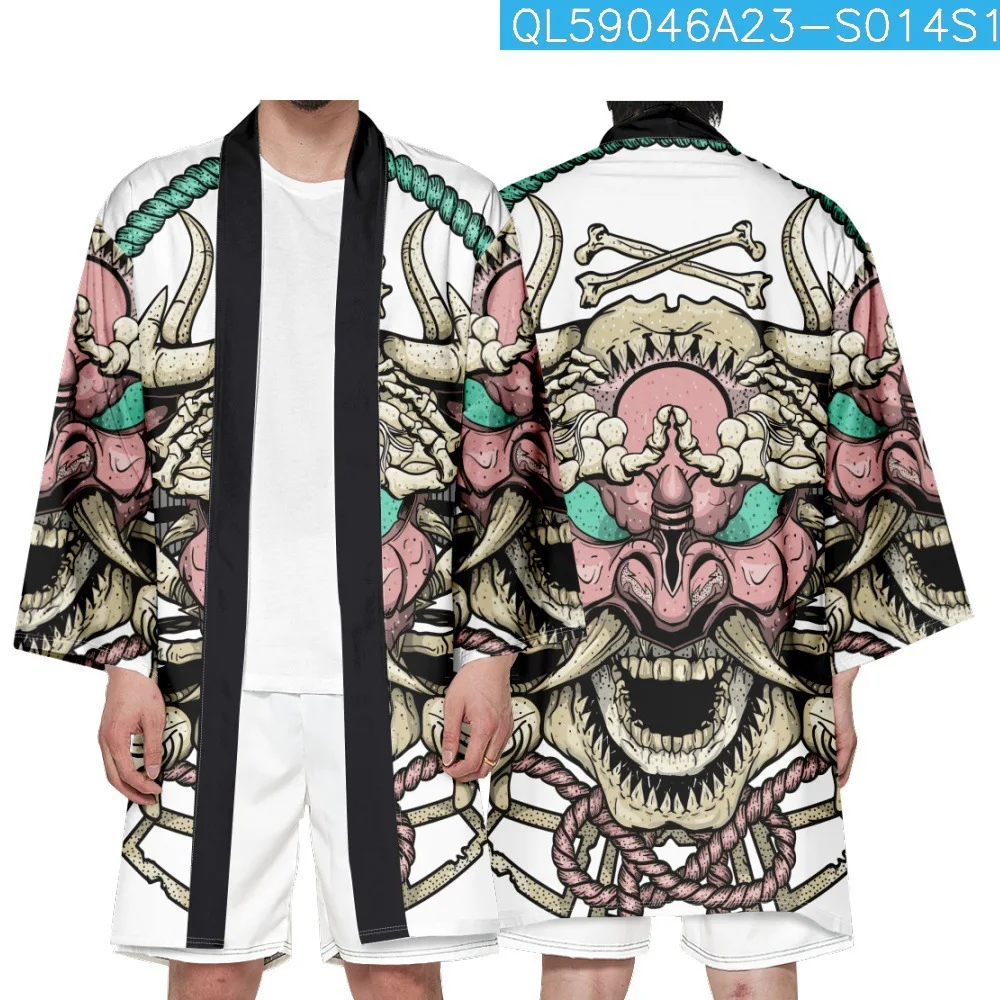 

Retro Print Samurai Shirt Clothing Traditional Haori Kimono Men Japanese Asian Streetwear Cardigan Yukata