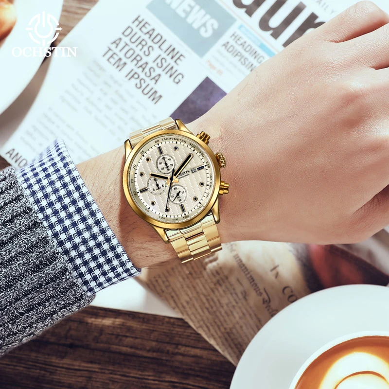 2023 New OCHSTIN Top Brand Men's Quartz Watch All-steel WaterProof Leisure Date Sports Business Watch Relogio Masculino