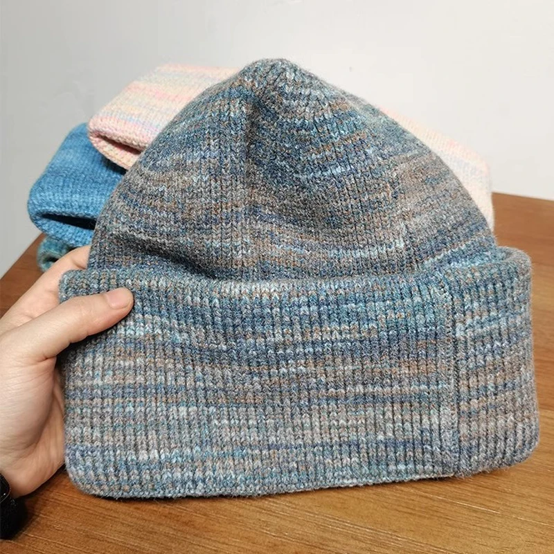 

Вязаная шапка из кроличьей шерсти, зимняя шапка рыбака свободного размера для мужчин и женщин, стильная простая шапка с черепом в стиле унисекс, шапка для часов