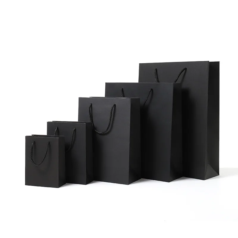 

20pcs Black Vertical Business Gift Bag Paper Bag Clothing Handbag Party Candy Gift Bag Can Custom Shopping Kraft Paper