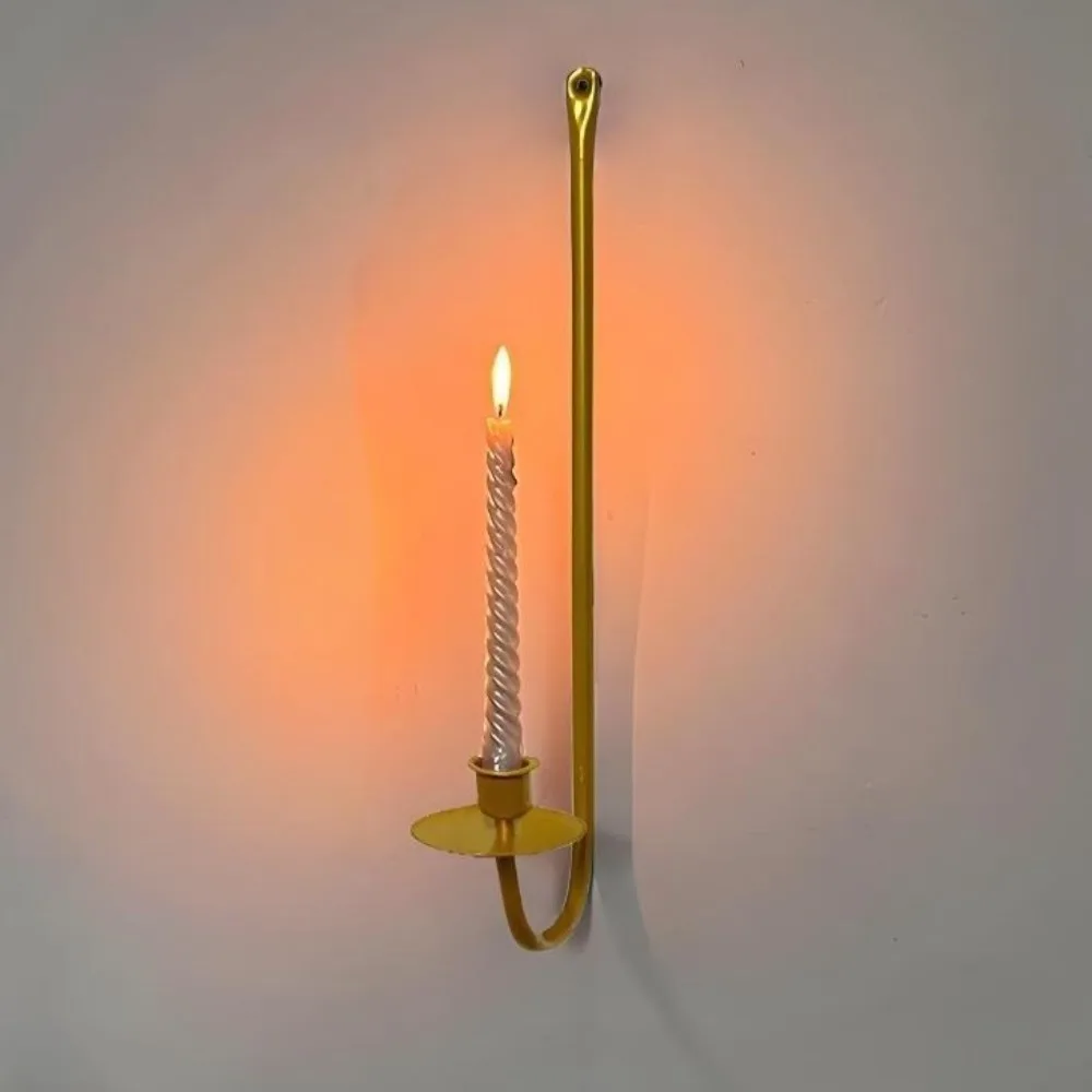 Party Prop Retro Wall Mount Candle Holder Minimalism Ornaments Prop Candlestick Holder L-Shape Candle Stand Farmhouse Room