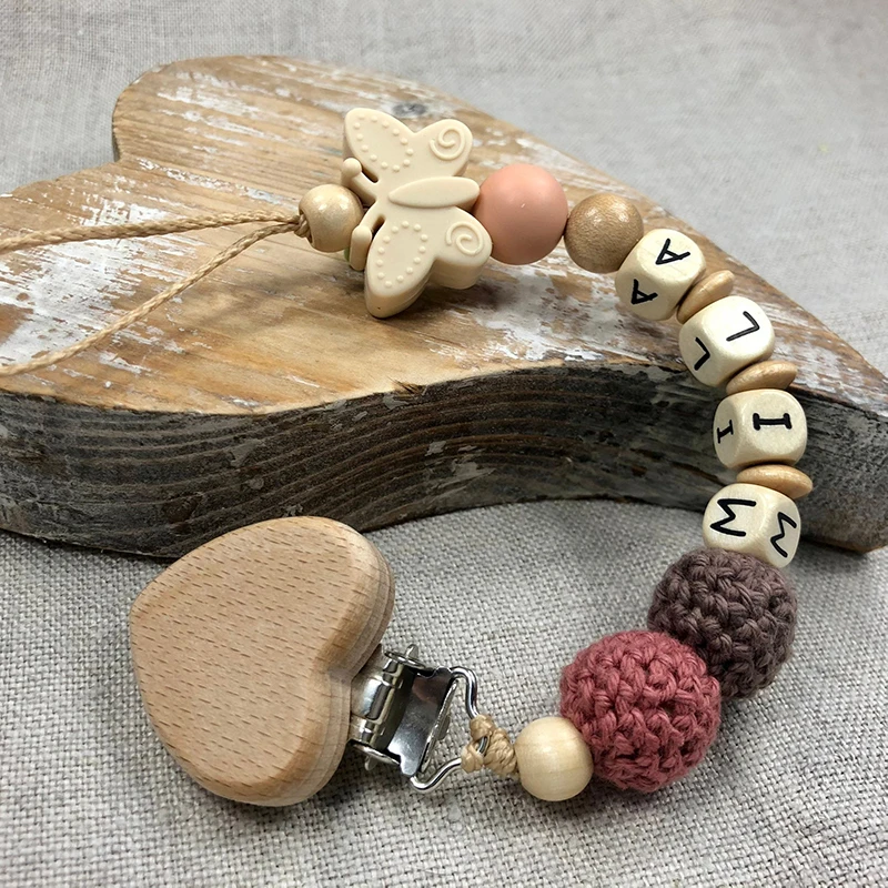 Clip Per Ciuccio In Legno - 12 Pezzi Con Catenina, Sicure E Naturali - Foto 5