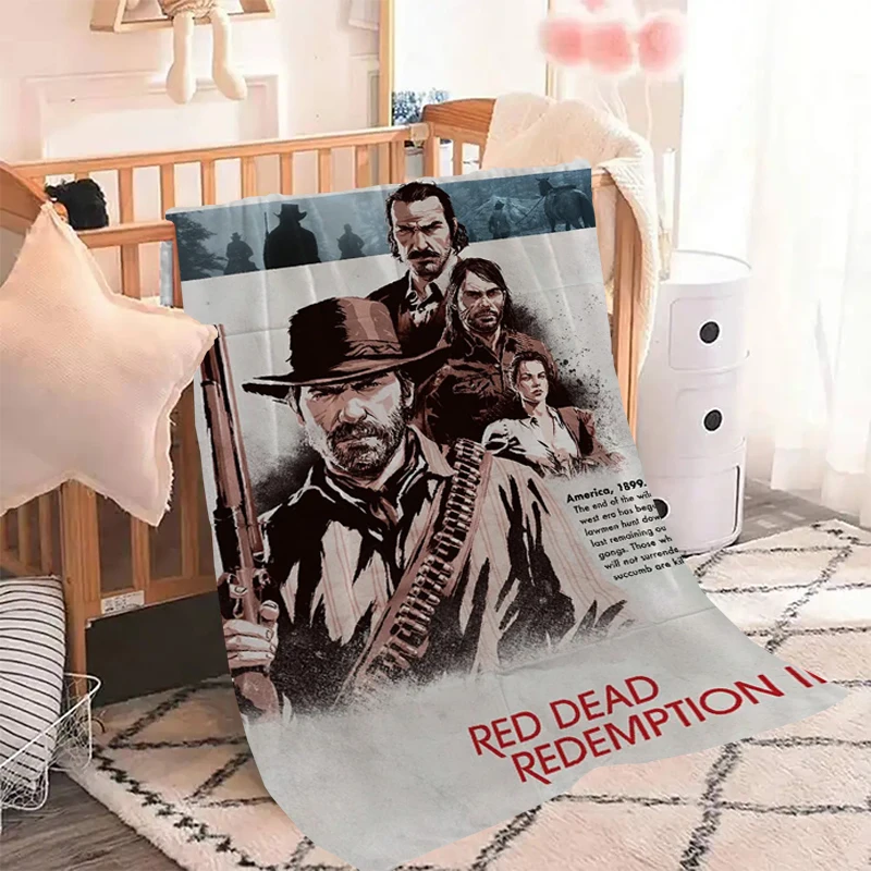 thumbnail image 1 of Juego popular Red Dead Redemption 2, mantas decorativas para sofá, manta doble, ropa de cama de microfibra mullida, vellón hasta las rodillas, 1 of 5