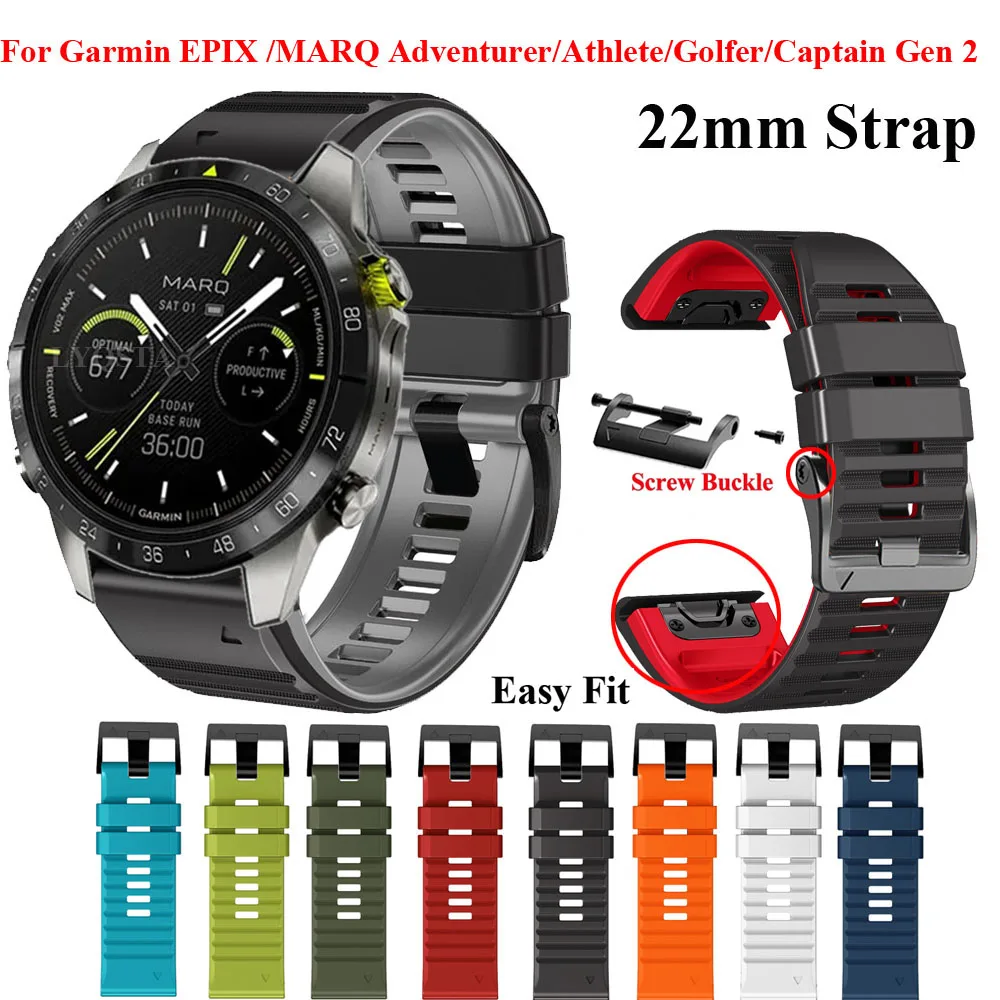 Nuovo Cinturino In Silicone Quickfit 22/26Mm Per Garmin Marq Atleta (Gen 2)Adventurer Golfer Captain Aviator Epix Gen 2 Bracciale