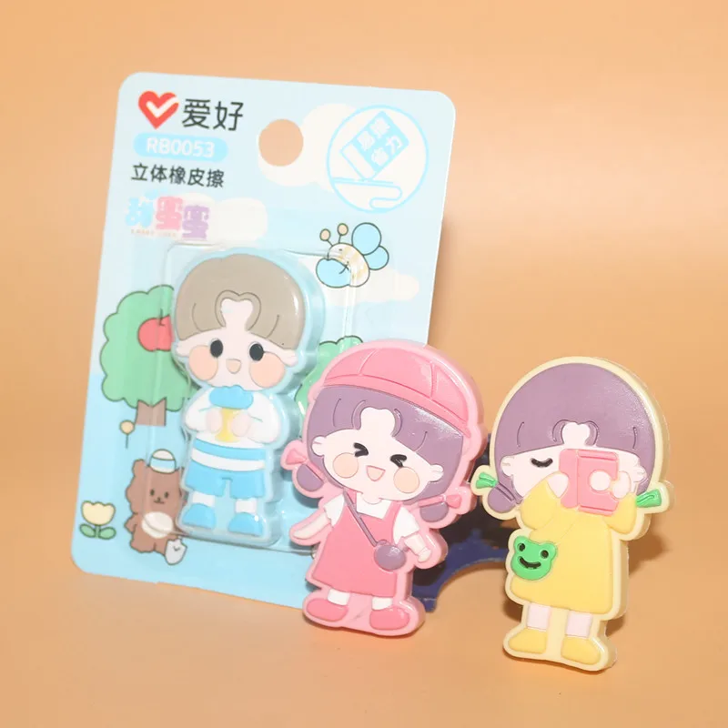 

3Pcs AIHAO RB0053 Girl Boys Stereoscopic Pencil Rubber Color Eraser Kawaii Correction Supplies School Office Stationery