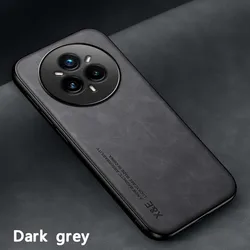 Leather Phone Case with Metal Plate for Realme 14T (DarkGrey)