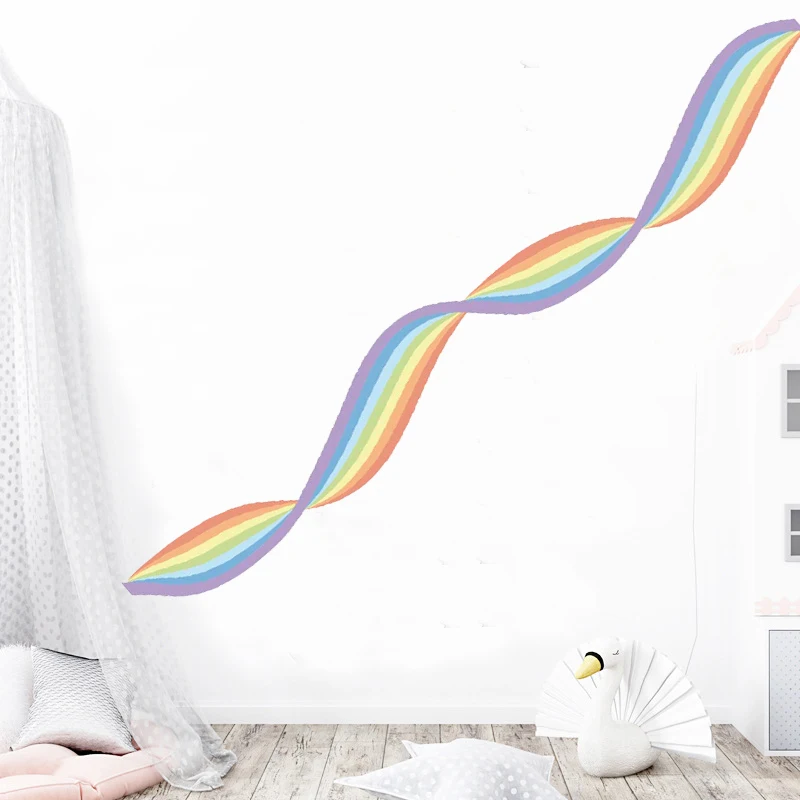 

Детская Радужная Лента Талия декоративная настенная наклейка самоклеящаяся Водонепроницаемая рамка фоновые Наклейки для декора детской комнаты