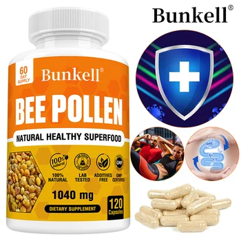 Bee Pollen Supplement 100% Natural Raw Bee Pollen Vegetarian Capsules, Probiotic Superfood, Digestion, Immune Support & Energy