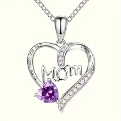 Heart - Shaped Rhinestone Engraved Necklace - Perfect Mother's Day Gift - 35cm (A)