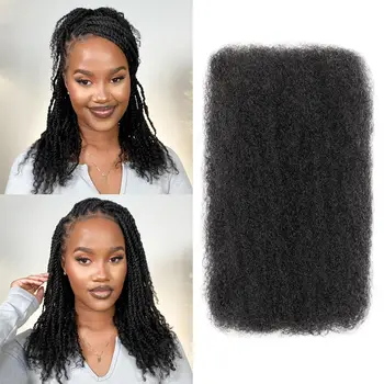 Afro Kinky Remy Hair 1 Bundle 50g/pc Afro Kinky Remy Hair - Natural Color Braids Hair No Weft for Braiding Synthetic Hair 1