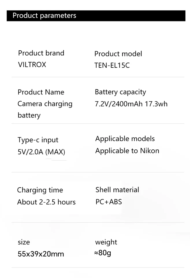 EN-EL15 Battery For Nikon D7500 D7200 D7100 D7000 D810 D750 D610 Digital Cameras