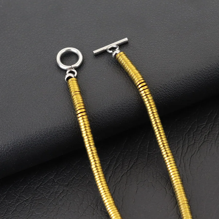 Hematite Stone Men Bracelet Gold Silver Color