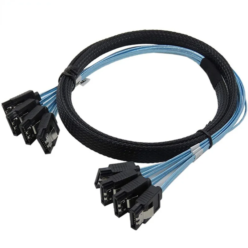 Cabo de Dados Sata para Sata Portas por Conjunto Pinos 6gbps Sata para Sata Hdd Cabo para Servidor Mineração Azul 1m