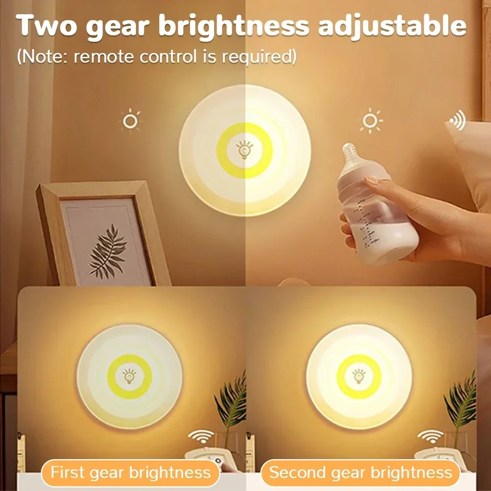 3W Super Bright Cob Under Cabinet Light LED Wireless Remote Control Dimmable Wardrobe Night Lamp Home Bedroom Kitchen Nightlight