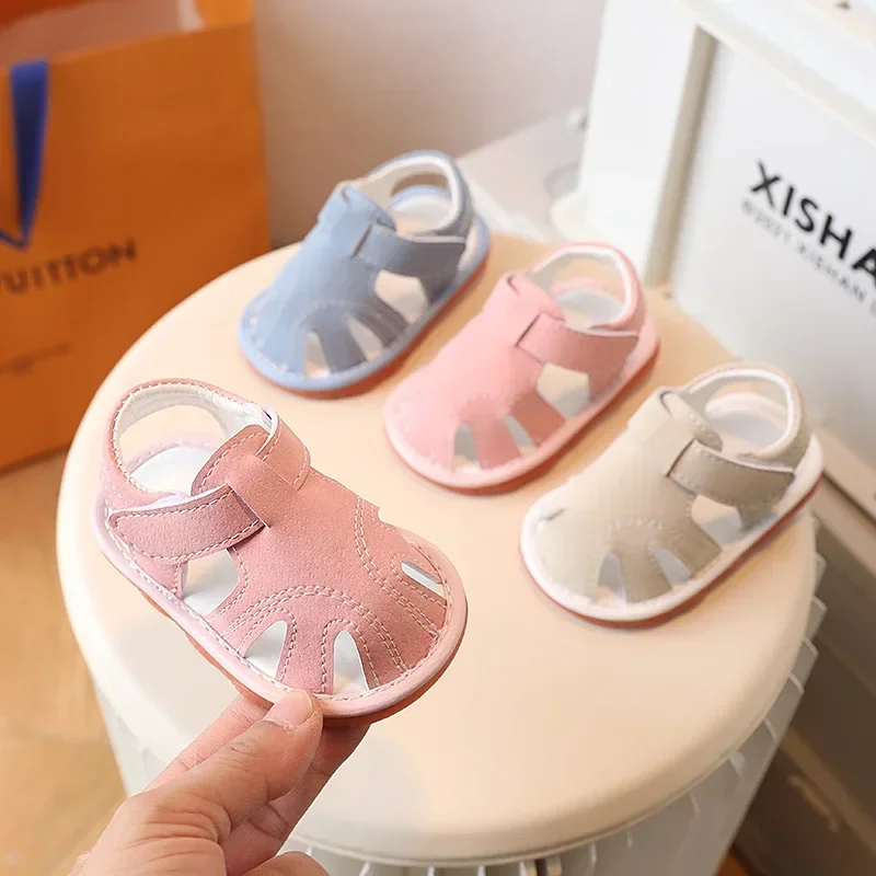 Kids Sandals With Sound 0-2 Years Baby Summer Toddler Boy Girl Beach Shoes Newborn Infant First Walkers Close Toed