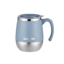 Stainless Steel Insulated Coffee Mug with Lid - 500ml Thermal Cup - 500ml (Blue)