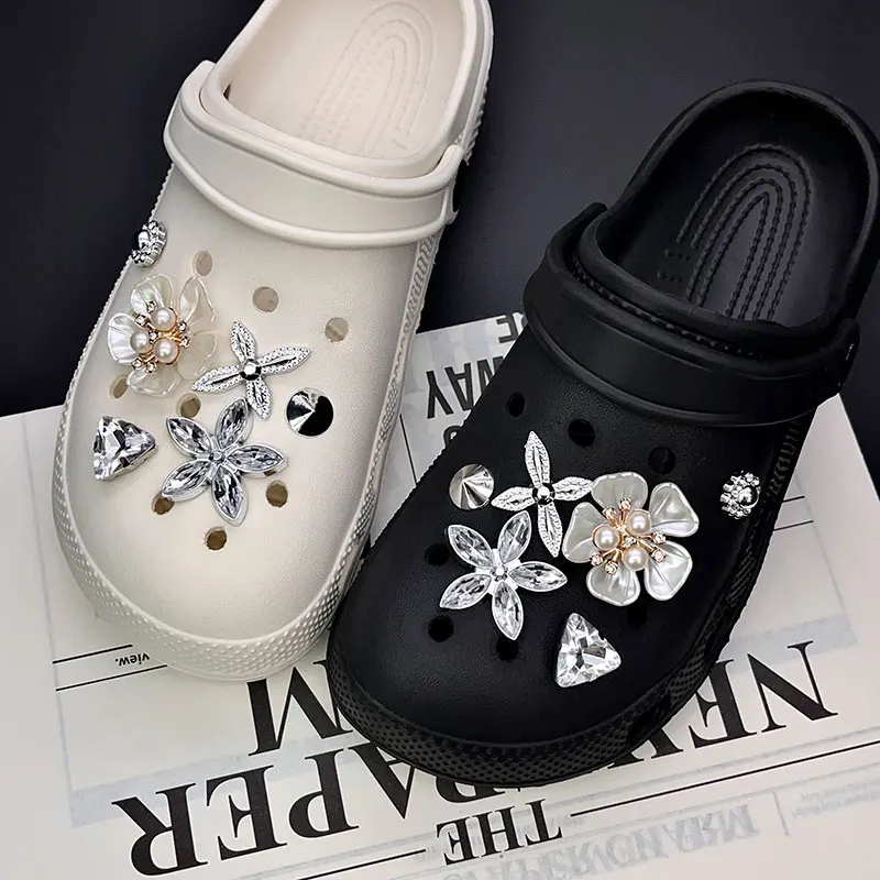Elegant Metal Texture Shoe Charms for Crocs Clogs Pins