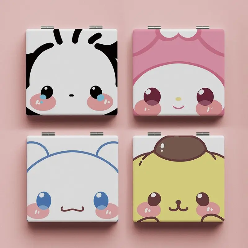 

Sanrio Cinnamoroll Kawaii Anime Kuromi My Melody Cute Cartoon Girly Heart Double-Sided Portable Makeup Mirrorl Toy for Girls