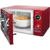 Retro Large 0.9 cu ft Countertop Microwave Oven, 12 Pre-Programmed Cooking Settings, Digital Clock,Metallic Red 3