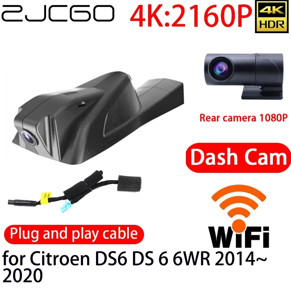 

ZJCGO 4K DVR Dash Cam Wifi Front Rear Camera 24h Monitor for Citroen DS5 DS 5 2011 2012 2013 2014 2015 2016 2017 2018