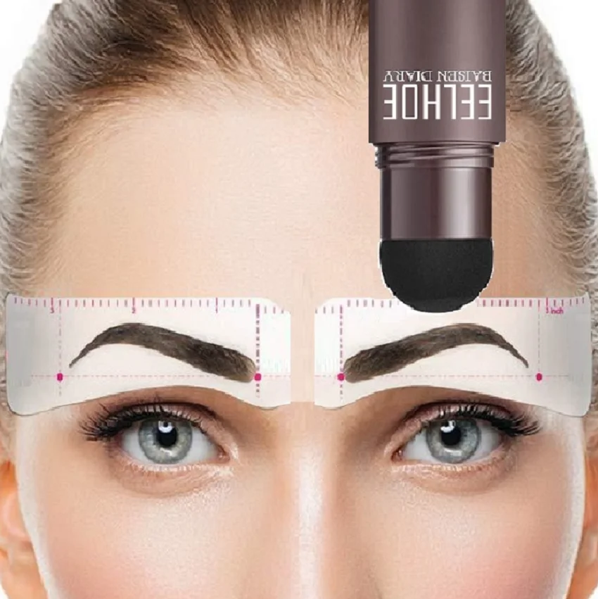 2022 Professional Brow One Step Shaping Kit Stamp Set Makeup Stick Hairline Contour Waterproof Tint Stencil Eyebrow Template