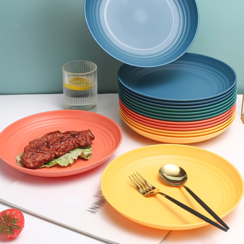 4/16pcs Plastic plates 9 inches diameter reusable holiday party snacks fruits desserts and pastries dining dish