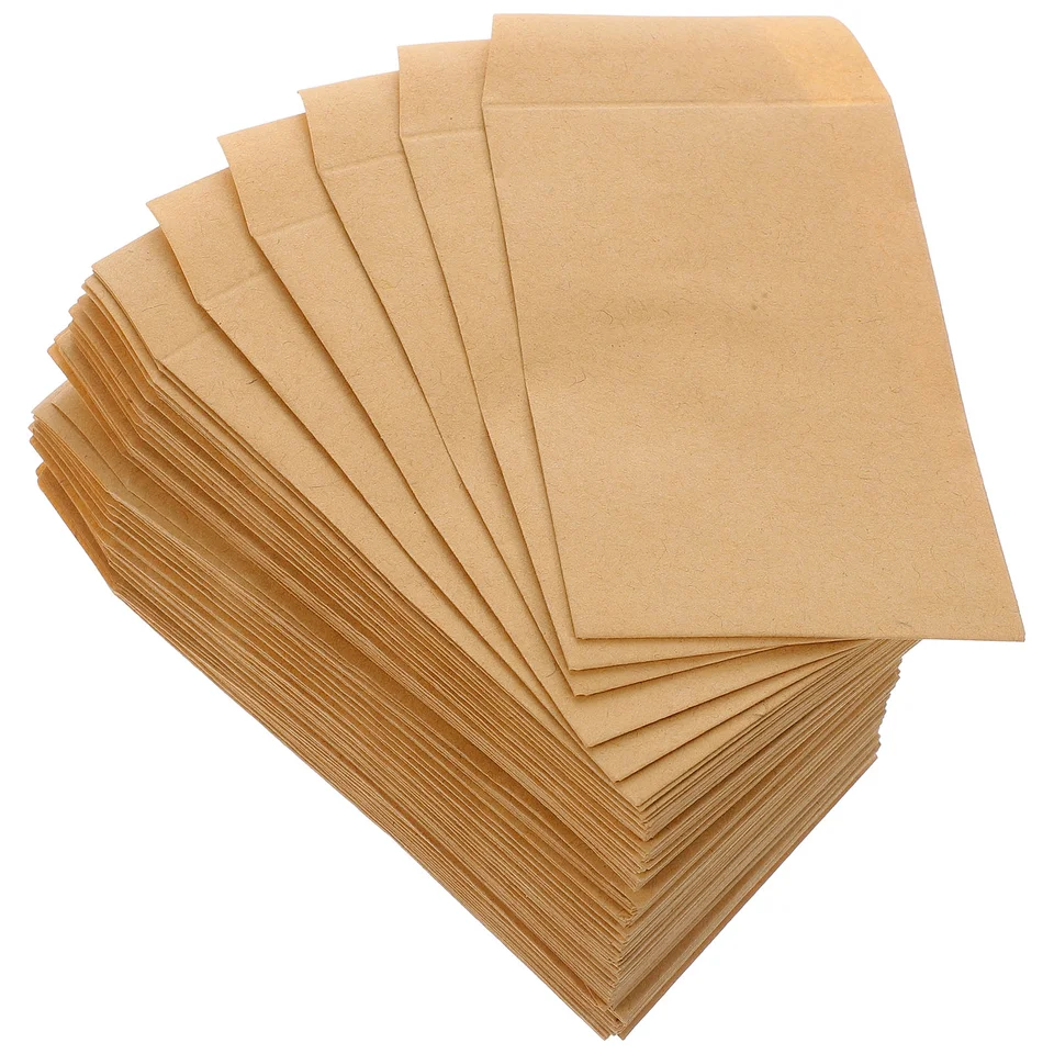 Kufughty 100 Enveloppes De Graines Enveloppes En Plastique 3,54 X 2,36 Pouces Paquets De Graines En Papier Kraft Brun Enveloppes Paquets De Graines Refermables Auto-Scellantes