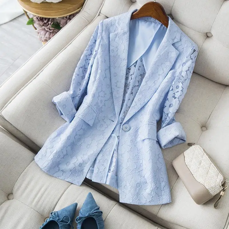 

S-5XL Women's Blazer Long Sleeves Slim Fit Korean Office Lady Women's Business Jacket Sun Protection Top Grace Plus Size