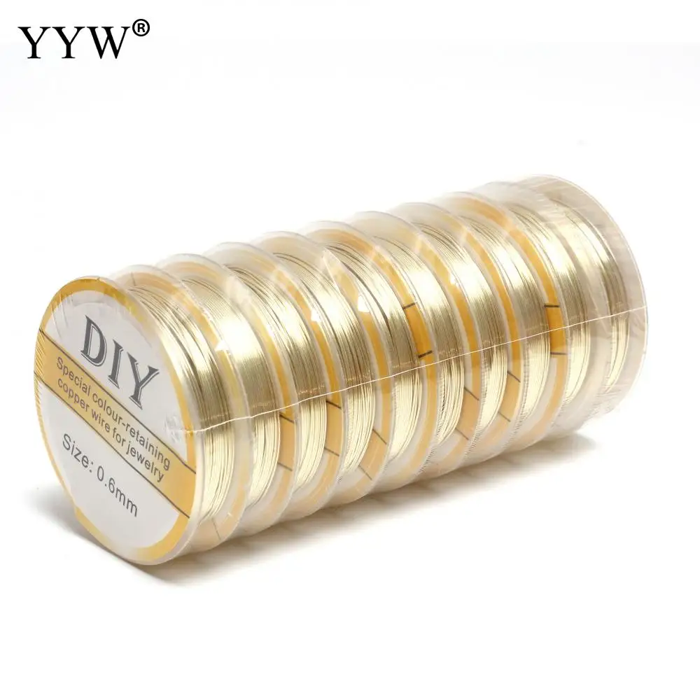 10pcs 0.2/0.3/0.4/0.5/0.6/0.7/0.8/1.0mm Brass Copper Wires Beading Wire For Jewelry Making Gold Colors Jewelry Accessories