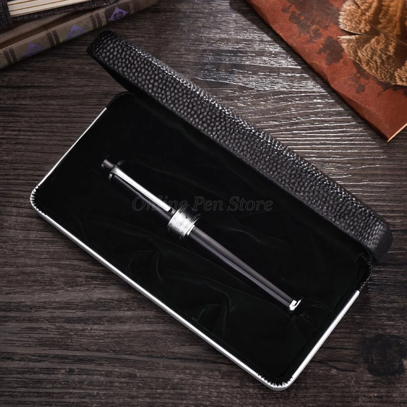 듀크 2009 찰리 채플린 기념 블랙 메탈 만년필, 빅 사이즈 헤비 미디엄 펜촉, 실버 트림 전문 필기 도구