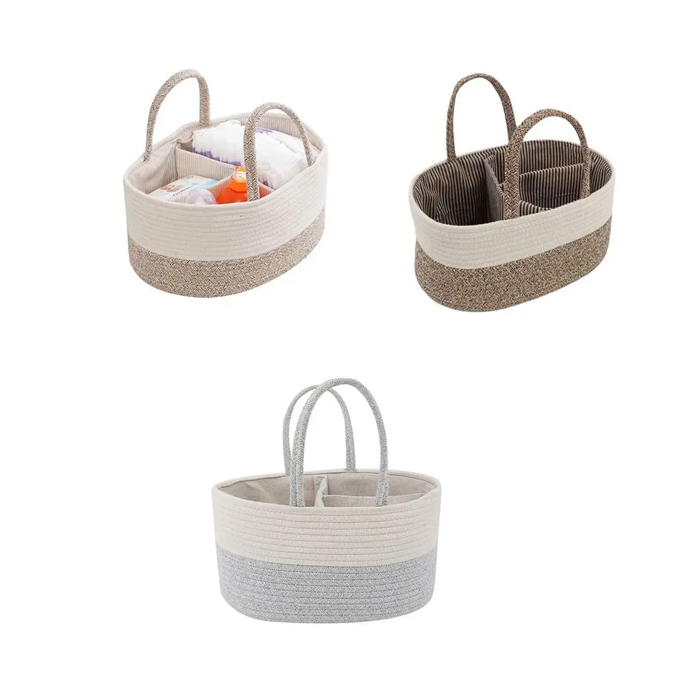 Daily Use Convenient Diaper Storage Basket Hand-Held Cotton Thread Baby Diaper Bag Large Capacity Tote Bag Mommy Handbag Picnic