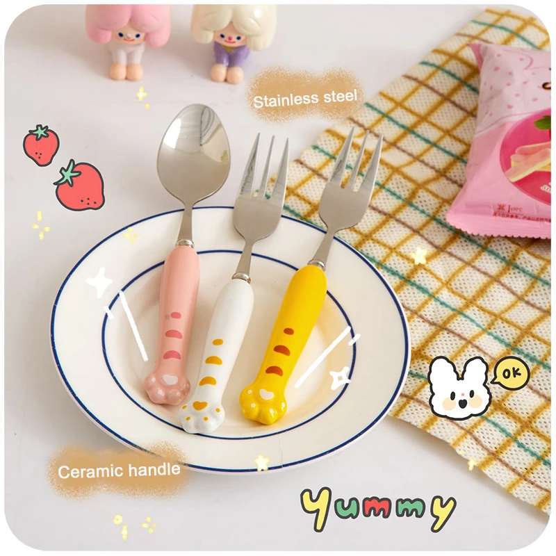 Stainless Steel Kids Travel Cutlery Portable Tableware Spoon And Fork Kids  Cartoon Pattern Cutlery Picnic Set Gift For Kids - AliExpress