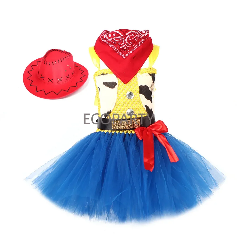 Girls Toys Cowboy Costumes Jessie Story Kids Cosplay Dress Halloween Party Birthday Wedding Vestidos Tutu Prom Gown Dress Froc cosplay costume kids girls dress