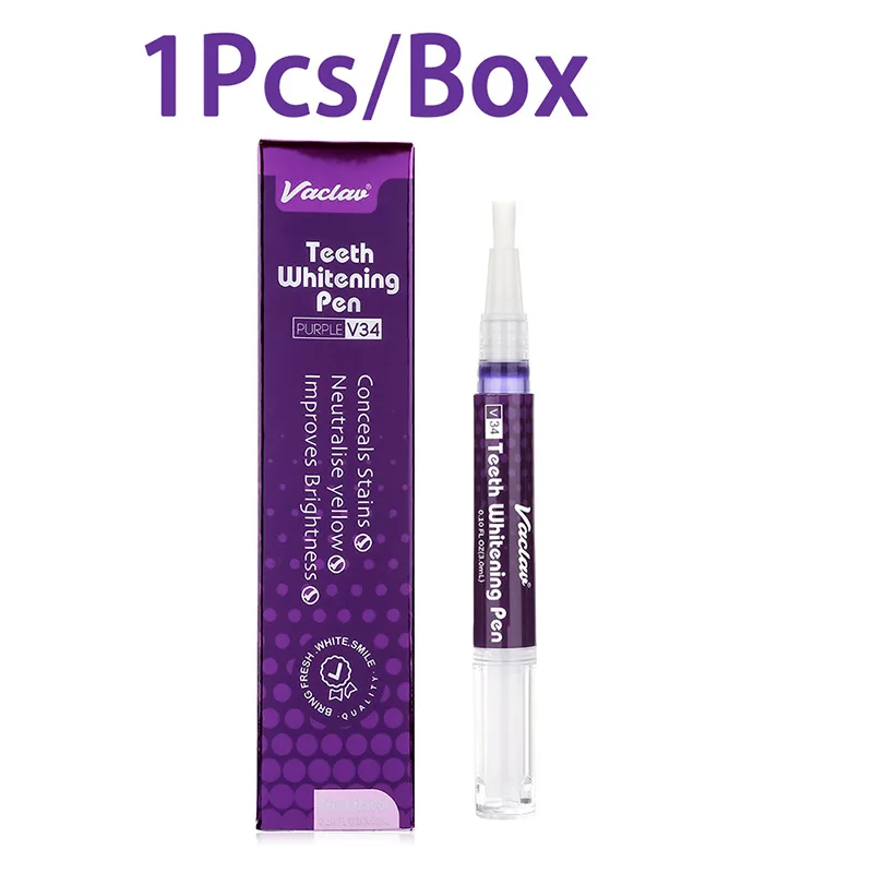1/2/3/4pcs Purple Teeth Whitening Pen V34 Strong Dazzling White Whitening Tooth Pen Remove Tooth Stains Plaque Oral Care Tools