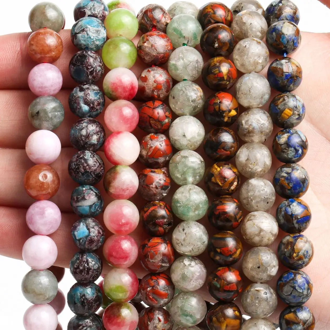 

Круглые бусины из турмалина и кварца, 6/8/10 мм