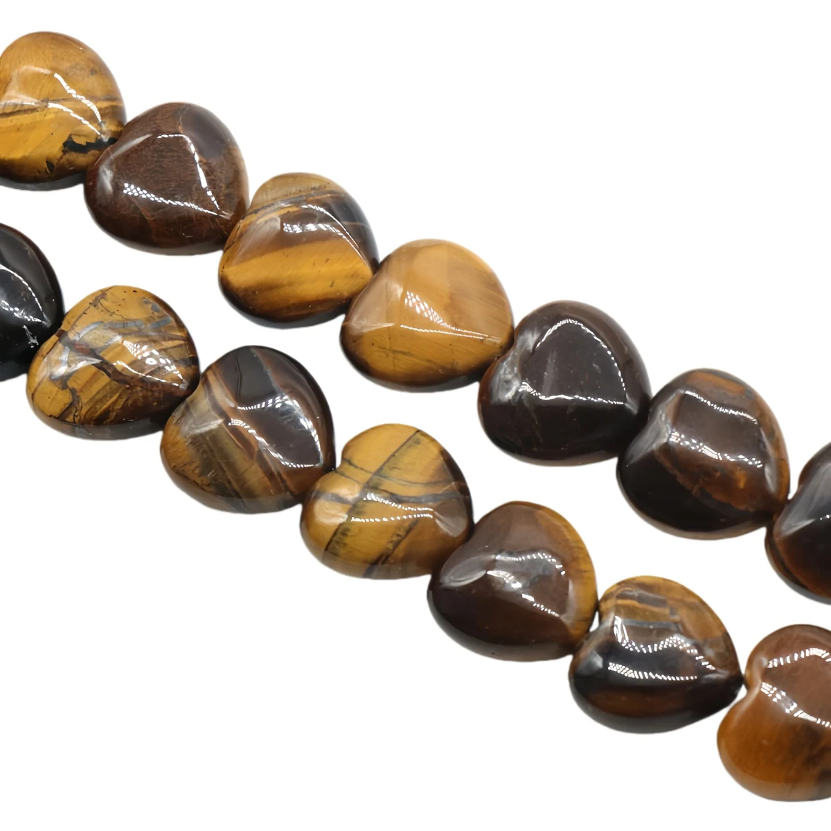 Lose 16 mm gelbe Tigerauge-Liebes-Herz-Edelsteinperlen für die DIY-Herstellung von Schmuck, Kristallsteinperlen (25 Stück/Strang)