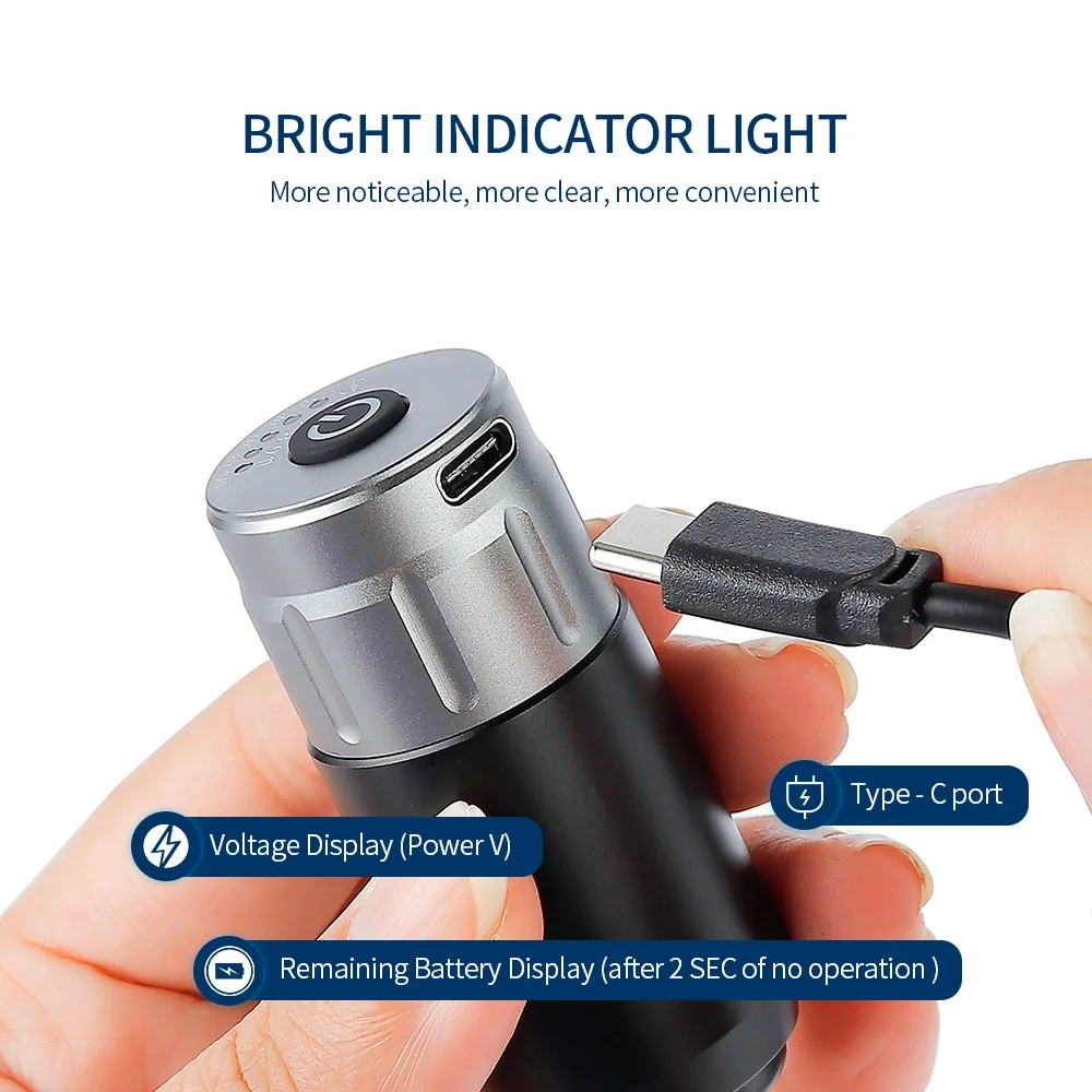 1200mAh Tattoo Pen Battery RCA Connector Mini Wirseless Power Supply For Tattoo Rotary Machine Pen Voltage Display Type-C