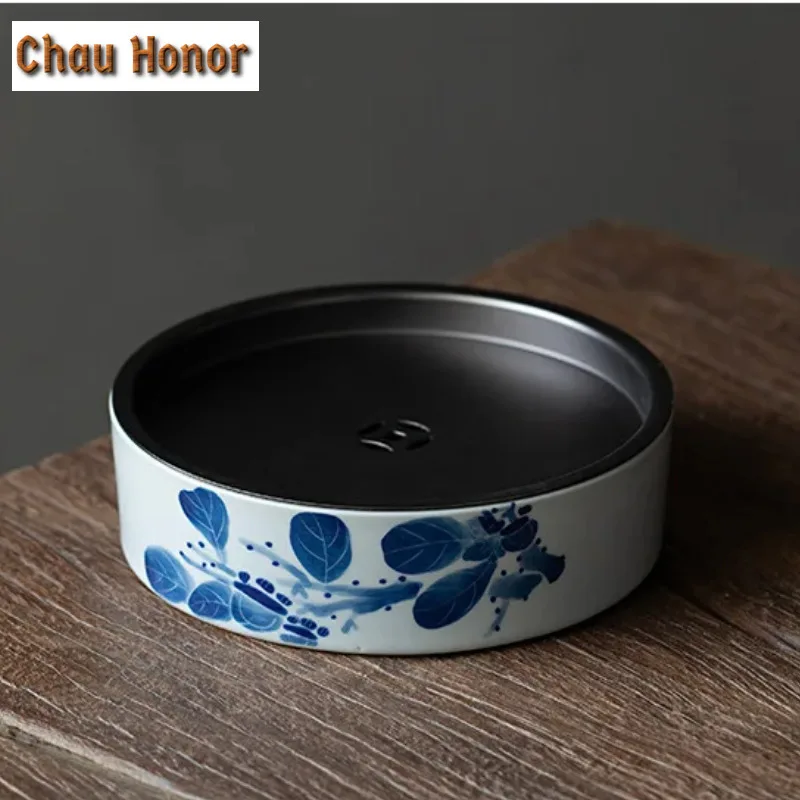 230ml Hand-painted Persimmon Ceramic Teapot Holder Blue And White Teapot Bearingr Water Storage Household Kung Fu Tea Accessorie