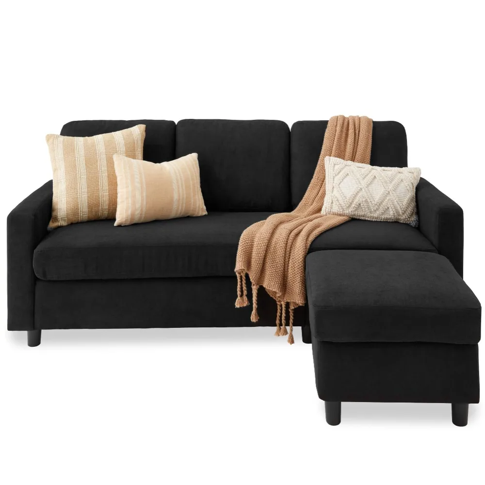 

2024 New Upholstered Sectional Sofa with Chaise Lounge, 3-Seat L-Shape Design, Reversible Ottoman Bench