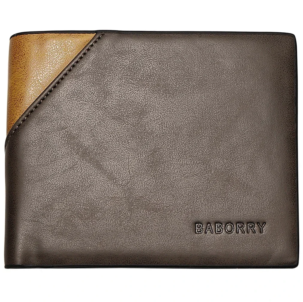 

READY STOCK Baborry Rfid Men's New Wallet Card Wallet Short Purse New Style Patckwork Men's Wallet Fashion Short Wallet