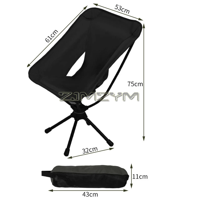 Swivel Portable Camping Chair Compact Collapsible Folding Chair with Carry Bag-Support 140kg-Outdoor Backpacking