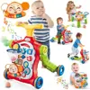 VATOS Baby Walker 5 in 1 Sit-to-Stand Learning Scooter Balance Bike Push Walker Table Toys with Music for Toddlers Infant Kids 1