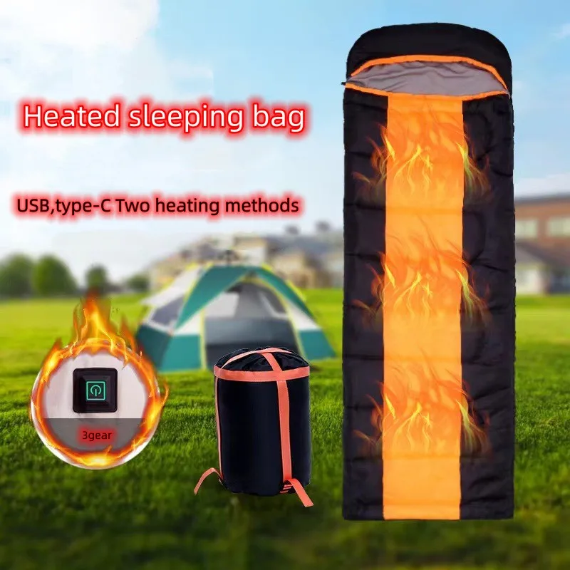 

Winter Heating sleeping bag Outdoor camping charging 3-Level Temperature-25 ℃ electric sleeping bag type-c Interface